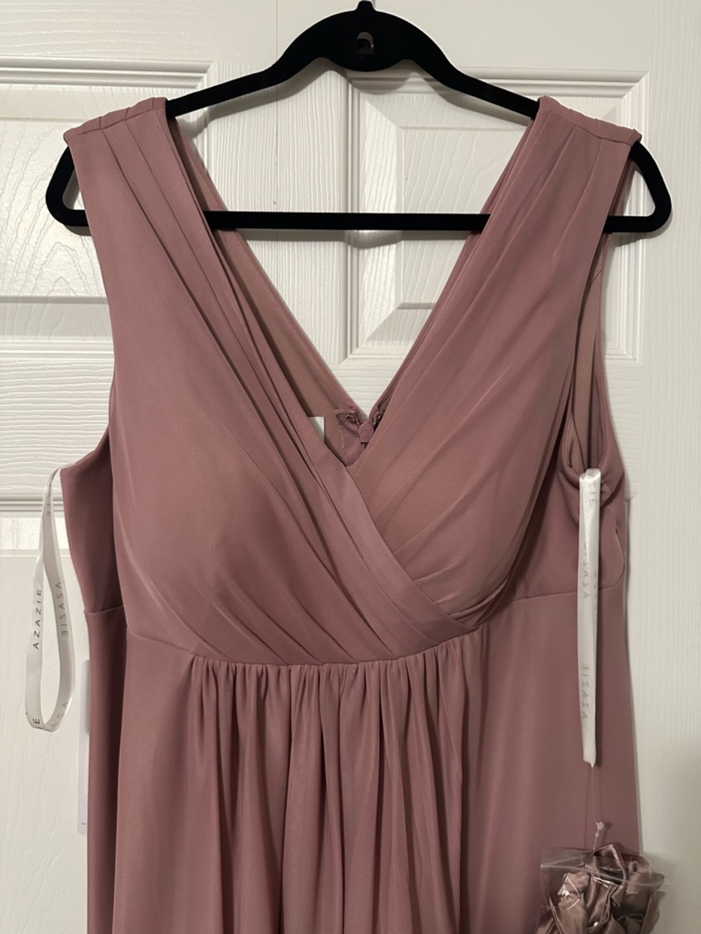 Azazie Angelina Maternity Mauve V-Neck Sleeveless Chiffon Dress